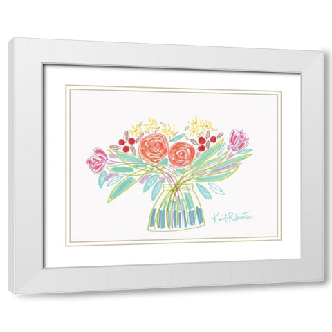 February Bouquet White Modern Wood Framed Art Print with Double Matting by Roberts, Kait