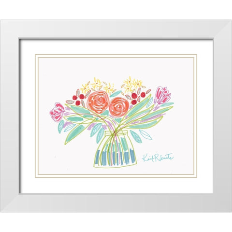 February Bouquet White Modern Wood Framed Art Print with Double Matting by Roberts, Kait