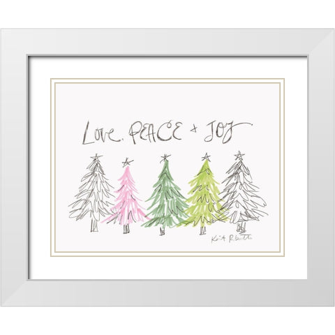 Love, Peace and Joy White Modern Wood Framed Art Print with Double Matting by Roberts, Kait