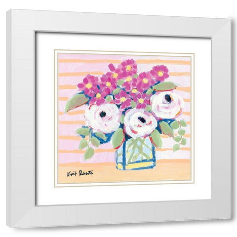 Market Bouquet White Modern Wood Framed Art Print with Double Matting by Roberts, Kait