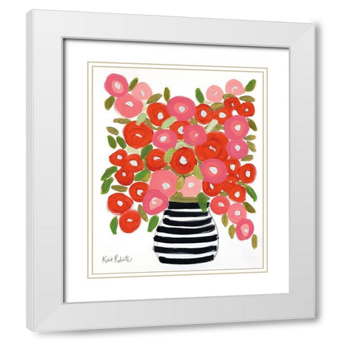 Poppies in Strawberry and Taffy White Modern Wood Framed Art Print with Double Matting by Roberts, Kait