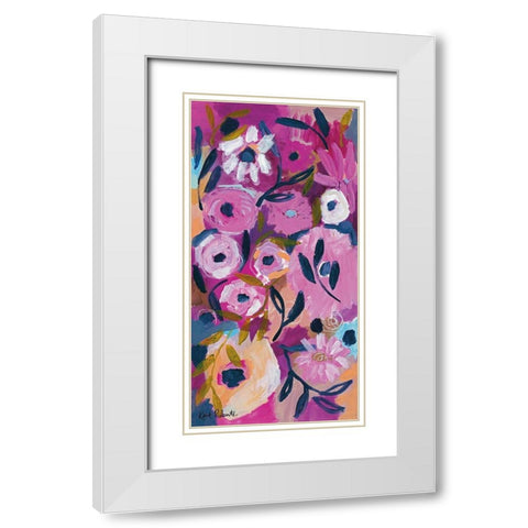 Midnight Blooms White Modern Wood Framed Art Print with Double Matting by Roberts, Kait