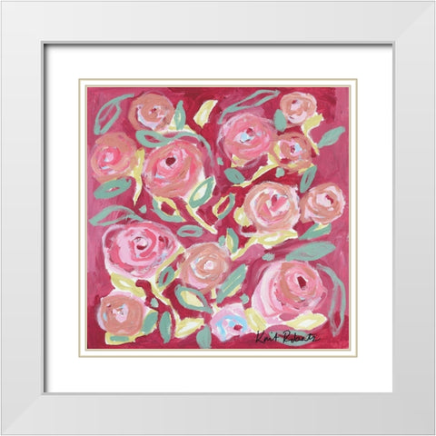 Blooming in Rose White Modern Wood Framed Art Print with Double Matting by Roberts, Kait