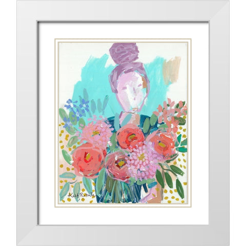 Flowers for Nicole White Modern Wood Framed Art Print with Double Matting by Roberts, Kait