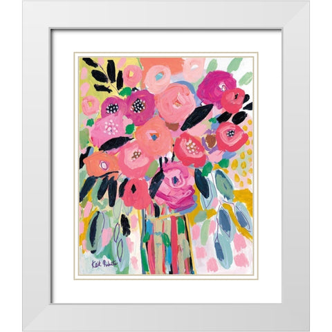 Flowers on are Multi-Vitamin White Modern Wood Framed Art Print with Double Matting by Roberts, Kait