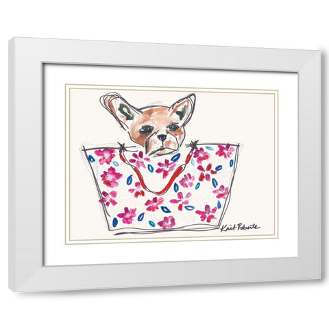 Getal the Grumpy French Bull Dog White Modern Wood Framed Art Print with Double Matting by Roberts, Kait
