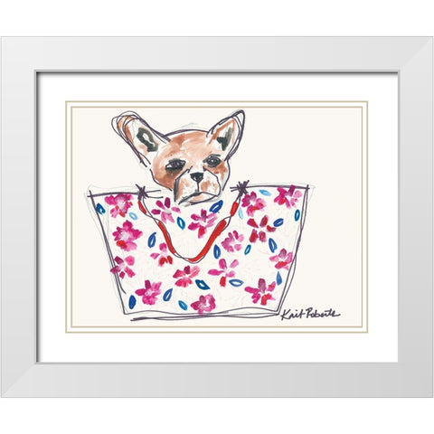 Getal the Grumpy French Bull Dog White Modern Wood Framed Art Print with Double Matting by Roberts, Kait