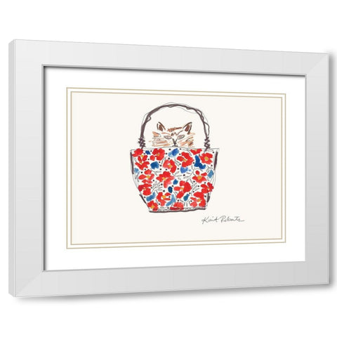 Millicent the Cat White Modern Wood Framed Art Print with Double Matting by Roberts, Kait