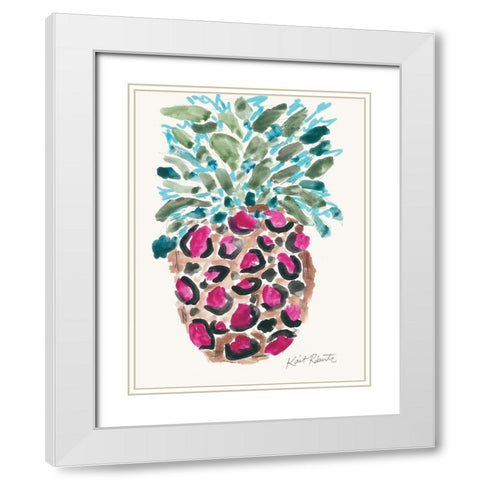 Wild About Pineapple White Modern Wood Framed Art Print with Double Matting by Roberts, Kait
