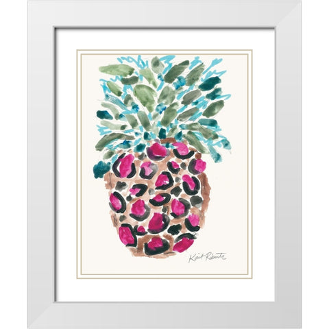 Wild About Pineapple White Modern Wood Framed Art Print with Double Matting by Roberts, Kait