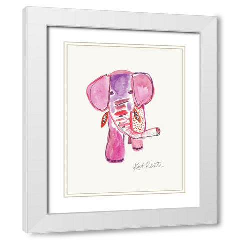 Edith the Elephant White Modern Wood Framed Art Print with Double Matting by Roberts, Kait