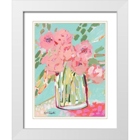 Hot Pink Summer White Modern Wood Framed Art Print with Double Matting by Roberts, Kait