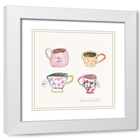 Morning Routine White Modern Wood Framed Art Print with Double Matting by Roberts, Kait