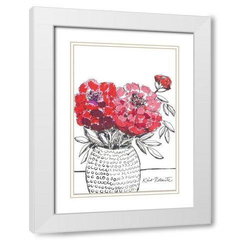 I Planted Peonies White Modern Wood Framed Art Print with Double Matting by Roberts, Kait