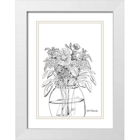 Summer Garden in a Vase White Modern Wood Framed Art Print with Double Matting by Roberts, Kait