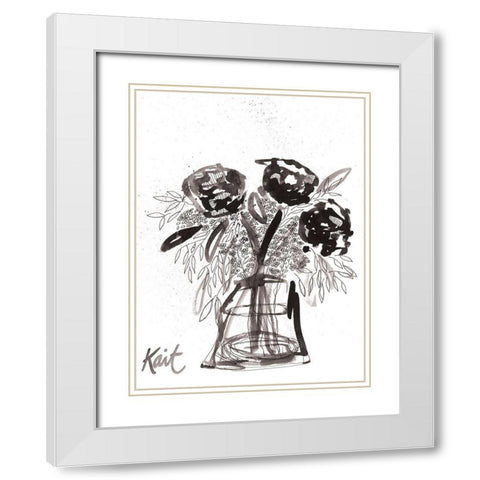 Shadow Blooms White Modern Wood Framed Art Print with Double Matting by Roberts, Kait