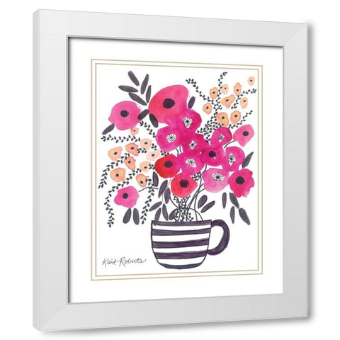 Morning Cup of Blooms White Modern Wood Framed Art Print with Double Matting by Roberts, Kait