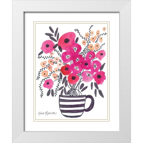 Morning Cup of Blooms White Modern Wood Framed Art Print with Double Matting by Roberts, Kait