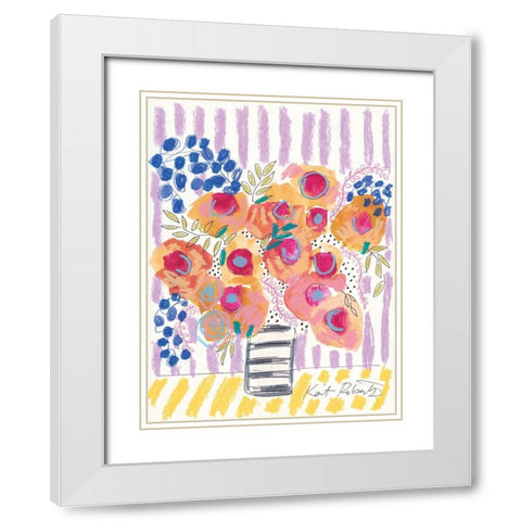 Peach Poppies White Modern Wood Framed Art Print with Double Matting by Roberts, Kait