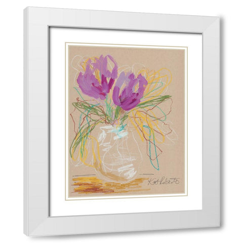 Lacey Lavender White Modern Wood Framed Art Print with Double Matting by Roberts, Kait