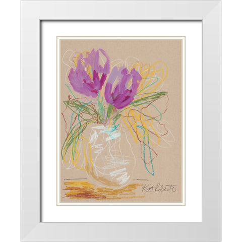 Lacey Lavender White Modern Wood Framed Art Print with Double Matting by Roberts, Kait