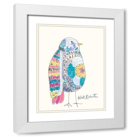 Janice the Bird White Modern Wood Framed Art Print with Double Matting by Roberts, Kait