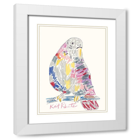 Jimmy the Bird White Modern Wood Framed Art Print with Double Matting by Roberts, Kait