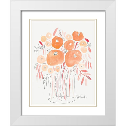 Guava Blooms and Bubblegum Leaves    White Modern Wood Framed Art Print with Double Matting by Roberts, Kait