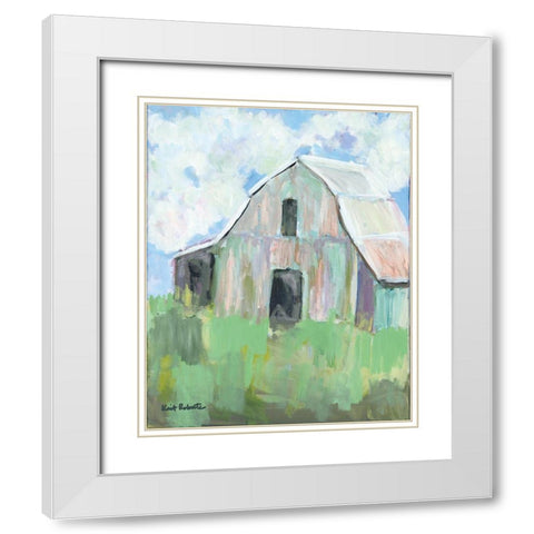 Pastel Barn I White Modern Wood Framed Art Print with Double Matting by Roberts, Kait