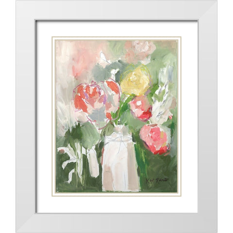 Flowers for Diane White Modern Wood Framed Art Print with Double Matting by Roberts, Kait