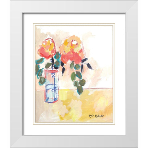 Flowers for Judy White Modern Wood Framed Art Print with Double Matting by Roberts, Kait