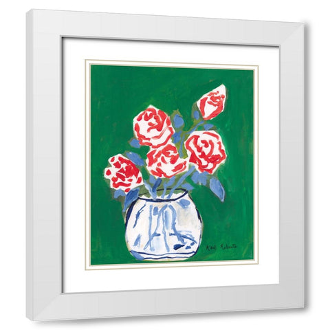 Flowers for Jessica White Modern Wood Framed Art Print with Double Matting by Roberts, Kait