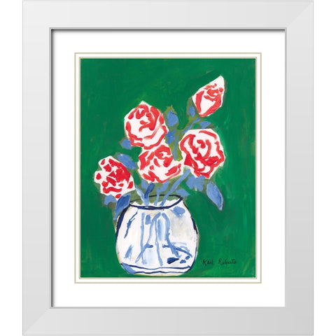 Flowers for Jessica White Modern Wood Framed Art Print with Double Matting by Roberts, Kait