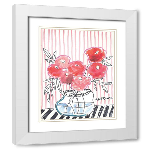 Pink Lipstick White Modern Wood Framed Art Print with Double Matting by Roberts, Kait