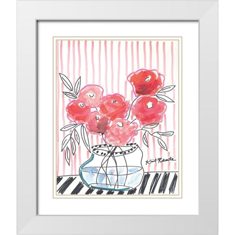 Pink Lipstick White Modern Wood Framed Art Print with Double Matting by Roberts, Kait