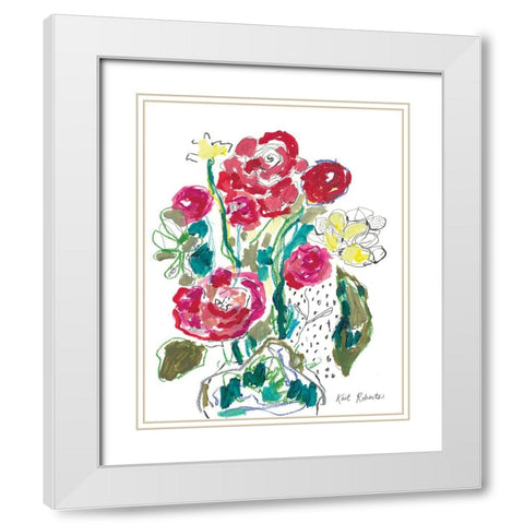 Down the Rabbit Hole with Flowers White Modern Wood Framed Art Print with Double Matting by Roberts, Kait