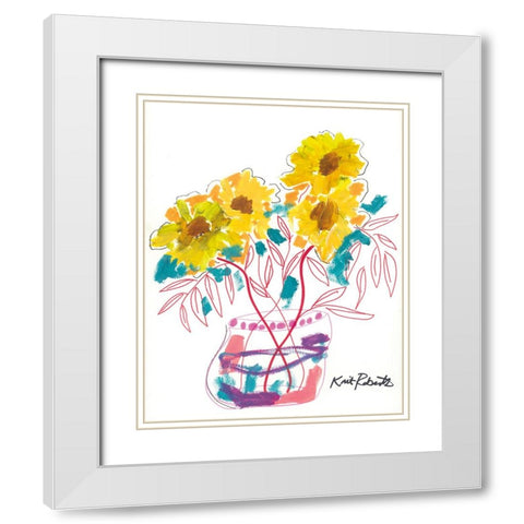 Sunny Blooms White Modern Wood Framed Art Print with Double Matting by Roberts, Kait