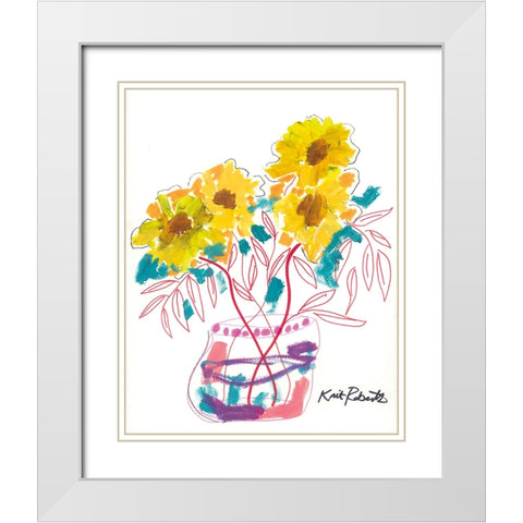 Sunny Blooms White Modern Wood Framed Art Print with Double Matting by Roberts, Kait