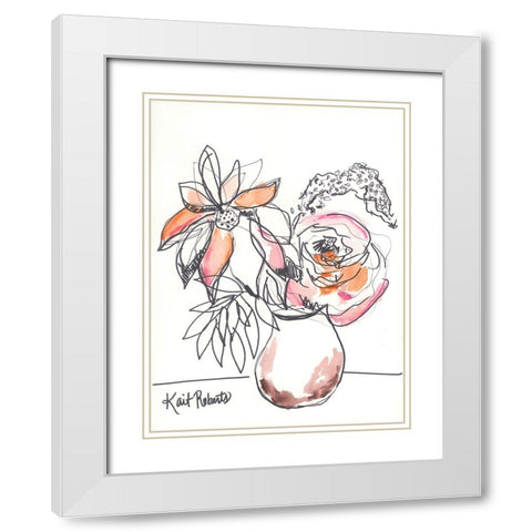 Peach Bellini I White Modern Wood Framed Art Print with Double Matting by Roberts, Kait