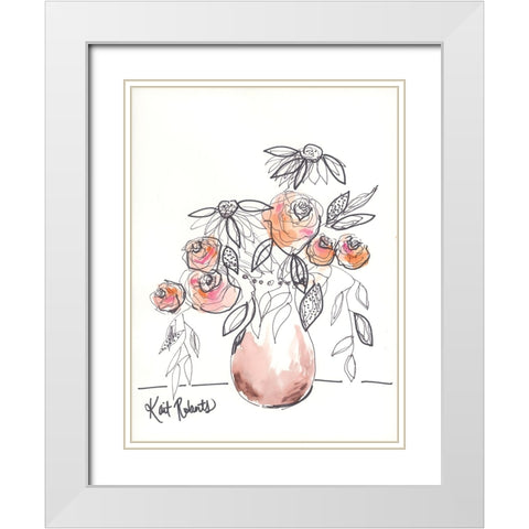 Peach Bellini II White Modern Wood Framed Art Print with Double Matting by Roberts, Kait