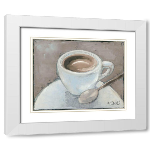 Coffee Break White Modern Wood Framed Art Print with Double Matting by Sherrill, Kate