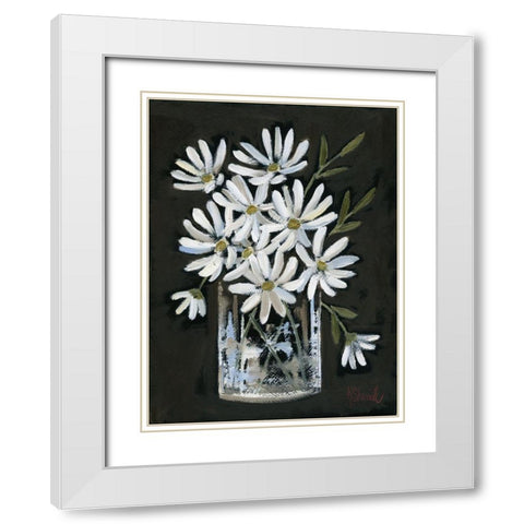 Daisies on Black White Modern Wood Framed Art Print with Double Matting by Sherrill, Kate