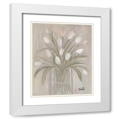 Tulip Bouquet White Modern Wood Framed Art Print with Double Matting by Sherrill, Kate