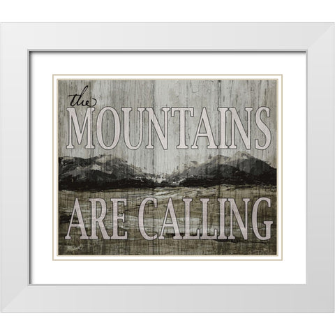 The Mountains are Calling White Modern Wood Framed Art Print with Double Matting by Sherrill, Kate