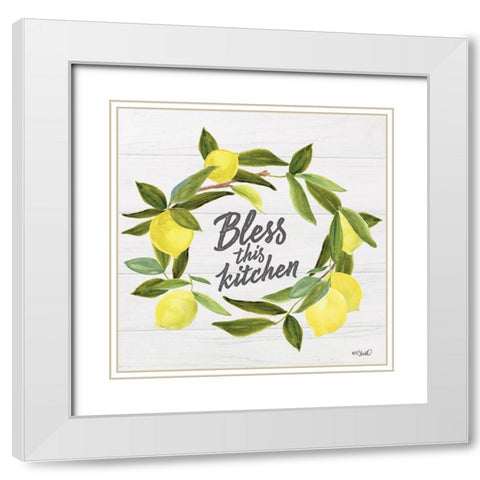 Bless This Kitchen    White Modern Wood Framed Art Print with Double Matting by Sherrill, Kate