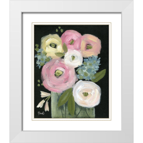 Colorful Blooms White Modern Wood Framed Art Print with Double Matting by Sherrill, Kate