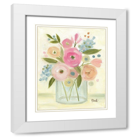 Bright Bouquet White Modern Wood Framed Art Print with Double Matting by Sherrill, Kate