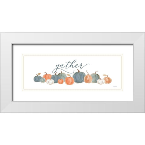 Pumpkins Gather White Modern Wood Framed Art Print with Double Matting by Sherrill, Kate