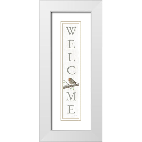 Welcome Bird (white) White Modern Wood Framed Art Print with Double Matting by Sherrill, Kate