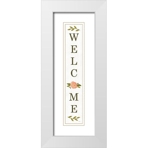 Welcome Floral I (white) White Modern Wood Framed Art Print with Double Matting by Sherrill, Kate